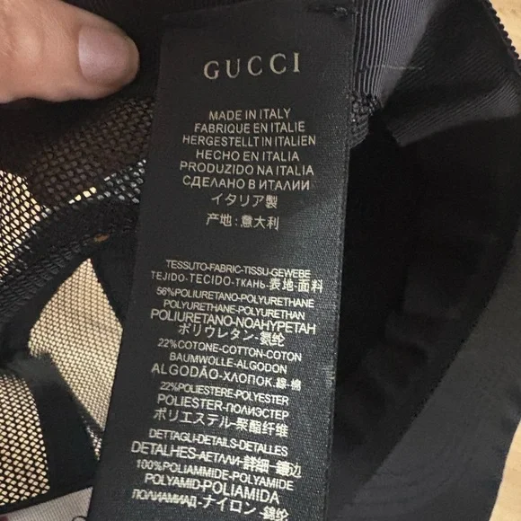 Gucci Black Mesh Baseball Cap with Green and Red Stripe - Picture 3 of 8